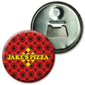 2 1/4" Diameter Magnetic Bottle Opener w/ 3D Animated Effects - Red Spinning Wheels (Imprinted)